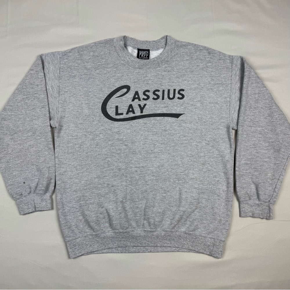 Worn Free Cassius Clay Muhammad Ali Mens Crewneck Sweatshirt Sz Medium Grey B6